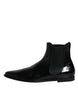 Dolce & Gabbana Black Leather Chelsea Men Ankle Boots Shoes
