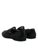 Dolce & Gabbana Black Woven Leather Slip On Loafers Shoes