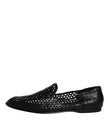 Dolce & Gabbana Black Woven Leather Slip On Loafers Shoes
