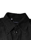 Dolce & Gabbana Black Logo Cotton Button Down Denim Shirt
