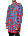 Dolce & Gabbana Blue Cherry Silk Button Down Casual Shirt