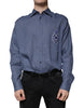 Dolce & Gabbana Blue Logo Long Sleeve Button Down Casual Shirt