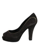Dolce & Gabbana Black Suede Leather Platform Heels Pumps Shoes