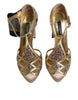Dolce & Gabbana Beige Crystal Embellished Satin Leather Pumps Shoes