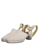 Dolce & Gabbana Off White Block Heels Slingback Sandals Shoes