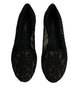 Dolce & Gabbana Black Taormina Lace Slip On Flats Shoes