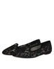 Dolce & Gabbana Black Taormina Lace Slip On Flats Shoes