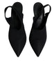 Dolce & Gabbana Black Jersey Stretch Heels Slingback Shoes