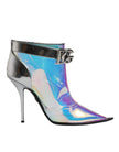 Dolce & Gabbana Silver Iridescent Pointed Short Boots Shoes