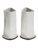 Dolce & Gabbana White Faux Pearl Leather Pointed Toe Ankle Boot Shoes