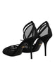 Dolce & Gabbana Black Mesh Ankle Strap Heels Pumps Shoes