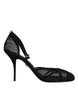 Dolce & Gabbana Black Mesh Ankle Strap Heels Pumps Shoes