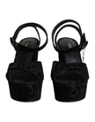 Dolce & Gabbana Black Leopard Platform Heels Sandals Shoes