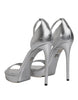 Dolce & Gabbana Silver Leather Platform Keira Sandals Shoes