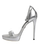 Dolce & Gabbana Silver Leather Platform Keira Sandals Shoes