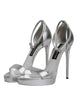 Dolce & Gabbana Silver Leather Platform Keira Sandals Shoes