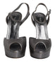 Dolce & Gabbana Silver Leather Platform Heels Sandals Shoes
