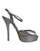 Dolce & Gabbana Silver Leather Platform Heels Sandals Shoes