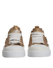 Dolce & Gabbana Gold White Logo Low Top Sneakers Shoes