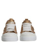Dolce & Gabbana Gold White Logo Low Top Sneakers Shoes