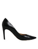 Dolce & Gabbana Black Calf Leather Stiletto Heels Pumps Shoes