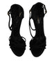 Dolce & Gabbana Black Suede Ankle Strap Heels Sandals Shoes
