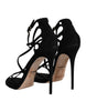 Dolce & Gabbana Black Suede Ankle Strap Heels Sandals Shoes