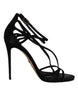 Dolce & Gabbana Black Suede Ankle Strap Heels Sandals Shoes