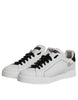 Dolce & Gabbana White Black Leather Low Top Sneakers Shoes