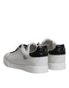 Dolce & Gabbana White Black Leather Low Top Sneakers Shoes