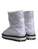 Dolce & Gabbana White Viscose Padded Mid Calf Boots Shoes