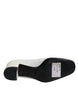 Dolce & Gabbana White Leather Block Heels Pumps Shoes
