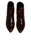 Dolce & Gabbana Maroon Leather Lace Up Ankle Boots Shoes