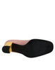 Dolce & Gabbana Pink Yellow Leather Block Heels Pumps Shoes
