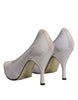 Dolce & Gabbana White Beige Leather High Heels Pumps Shoes