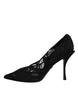 Dolce & Gabbana Black Lace Crystals Mary Jane Pumps Shoes