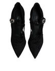 Dolce & Gabbana Black Lace Crystals Mary Jane Pumps Shoes