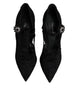 Dolce & Gabbana Black Lace Crystals Mary Jane Pumps Shoes