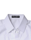 Dolce & Gabbana White Cotton Collared Long Sleeves Shirt Top