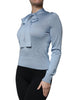 Dolce & Gabbana Blue Silk Knit Pullover Ascot Collar Top