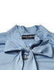 Dolce & Gabbana Blue Silk Knit Pullover Ascot Collar Top