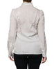 Dolce & Gabbana White Silk Collared Long Sleeves Shirt Top
