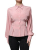 Dolce & Gabbana Pink Cotton Long Sleeves Collared Blouse Top