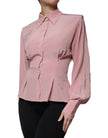 Dolce & Gabbana Pink Cotton Long Sleeves Collared Blouse Top