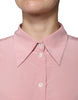 Dolce & Gabbana Pink Cotton Long Sleeves Collared Blouse Top