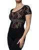 Dolce & Gabbana Black Logo Stripe Lace Short Sleeves Top