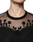 Dolce & Gabbana Black Floral Lace Short Sleeves Blouse Top