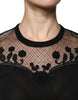 Dolce & Gabbana Black Floral Lace Short Sleeves Blouse Top
