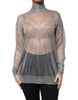 Dolce & Gabbana Grey Mesh Turtleneck Long Sleeve Blouse Top