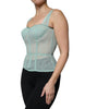 Dolce & Gabbana Green Cotton Bustier Corset Sleeveless Top